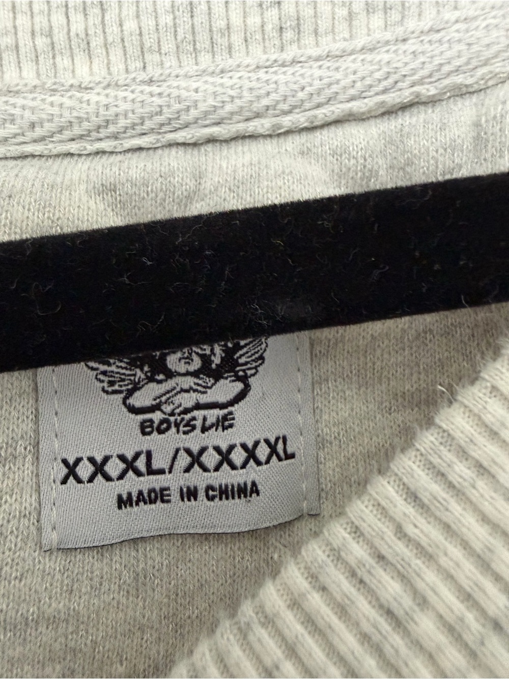 Boys Lie Heather Gray Crewneck with Black Logo Tag - Picture 2 of 4